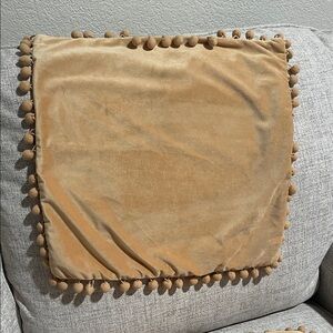 Cozy Tan Pom-Pom Pillow (2)